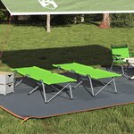 vidaXL Lit de camping pliant Vert foncé Cadre en métal avec surface en tissu