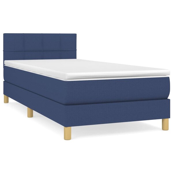 vidaXL Sommier à lattes de lit avec matelas Bleu 100x200 cm Tissu