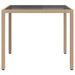 vidaXL Table de jardin 90x90x75cm Verre trempé et résine tressée Beige