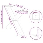 vidaXL Pieds de table basse en forme de X  2 pièces  acier naturel  60 x (30-31) cm