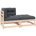 vidaXL Salon de jardin 2 Pièces avec coussins Bois de pin massif