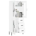 vidaXL Buffet haut Blanc 69 5x34x180 cm Bois d'ingénierie