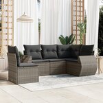 vidaXL Salon de jardin 5 Pièces avec coussins gris résine tressée