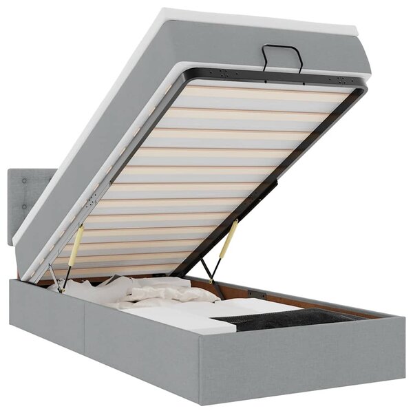 vidaXL Lit ottoman avec matelas gris clair 100x200 cm tissu
