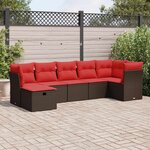 vidaXL Salon de jardin avec coussins 7 Pièces marron résine tressée