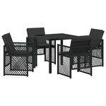 vidaXL Ensemble de salle à manger pour jardin 5 Pièces Noir polyrotin
