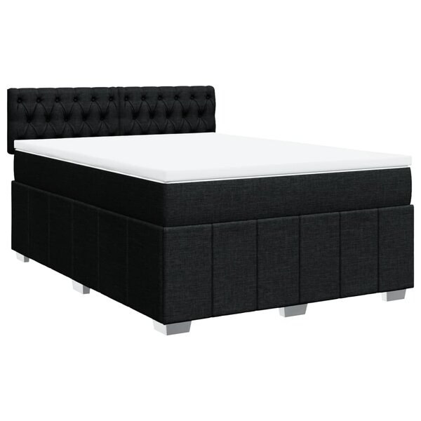 vidaXL Sommier à lattes de lit avec matelas Noir 160x200 cm Tissu