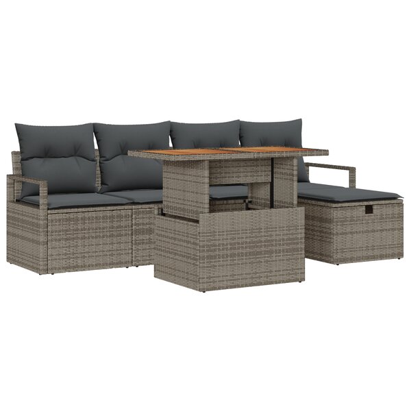 vidaXL Canapé de jardin 6 pièces avec coussins gris