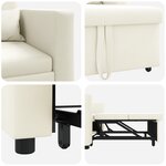 vidaXL Fauteuil convertible crème en velours 3-en-1