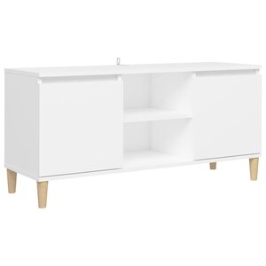 vidaXL Meuble TV avec pieds en bois massif Blanc 103 5x35x50 cm