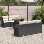 vidaXL Ensemble de canapé de jardin 7 Pièces Noir Poly rotin