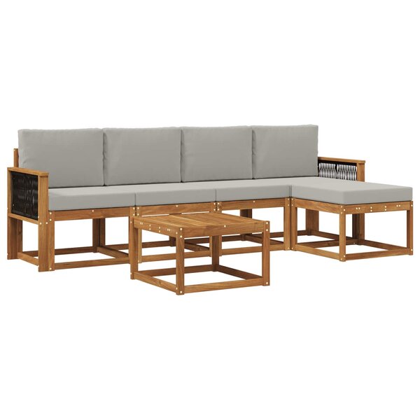 vidaXL Ensemble de canapés d'extérieur 6 pc Naturel et gris clair