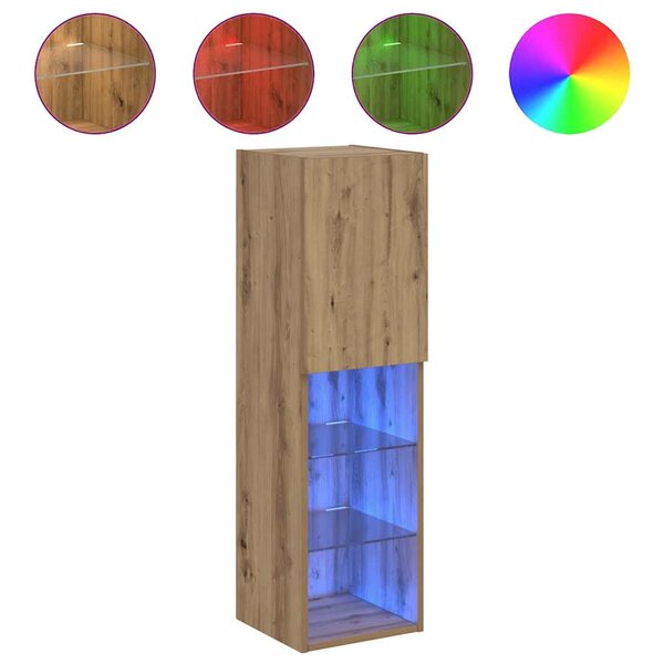 vidaXL Meuble TV avec lumières LED chêne artisanal 30 5x30x102 cm
