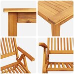 Ensemble de salle à manger de jardin 7 pièces en bois d'acacia pliable
