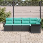 vidaXL Ensemble de canapé de jardin avec coussin 5 Pièces Noir polyrotin