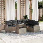 vidaXL Salon de jardin avec coussins 7 Pièces gris clair résine tressée