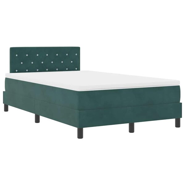 vidaXL Lit Box avec Matelas & LED Vert Foncé 120x200 cm Velours