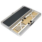 vidaXL Table de camping pliable avec 2 bancs Aluminium Gris