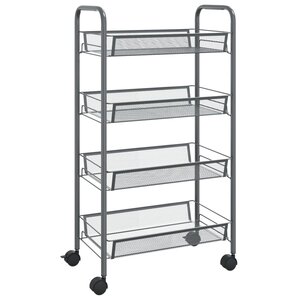 vidaXL Chariot de cuisine à 4 niveaux Gris 46x26x85 cm Fer