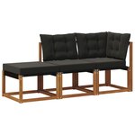 vidaXL Canapés modulaires d'extérieur 3 Pièce Naturel et Noir