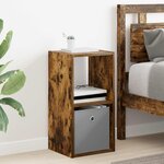 vidaXL Table de chevet avec tiroir Chêne fumé 30 5 x 27 x 59 5 cm