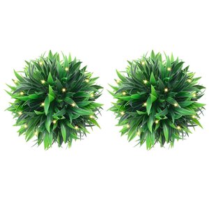 vidaXL Boules de buis artificielles avec lumières LED 2 Pièces vert 20 cm