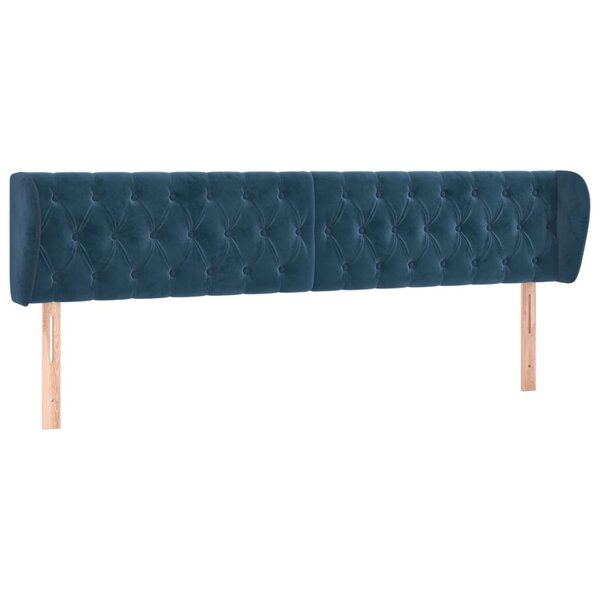 vidaXL Tête de lit avec oreilles Bleu foncé 203x23x78/88 cm Velours
