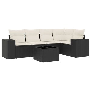 vidaXL Salon de jardin 6 Pièces avec coussins noir résine tressée