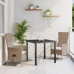 vidaXL Ensemble de jardin 3 pièces avec coussins beiges en poly rattan