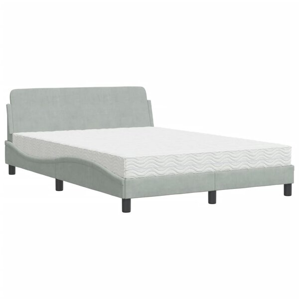 vidaXL Lit avec matelas gris clair 120x200 cm velours