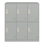 Casier métallique avec 6 portes acier laqué 100 x 90 x 40 cm gris clair 03_0009183