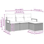 Ensemble de canapé de jardin de 4 pièces avec coussins en rattan poly beige