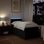 vidaXL Sommier à lattes de lit et matelas Noir 80x200 cm Tissu