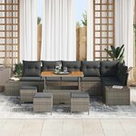 vidaXL Ensemble de canapé de jardin 10 Pièces Gris Poly rotin