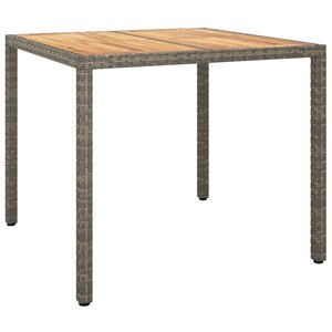 vidaXL Table de jardin pour repas Gris 90 x 90 x 75 cm Poly rotin