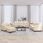 vidaXL Ensemble de canapés 4 Pièces avec coussins Crème Tissu