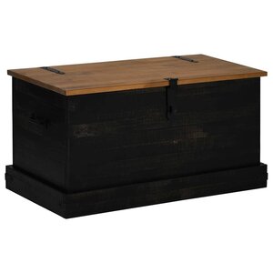 vidaXL Coffre de rangement HALDEN noir 91x48x47 cm bois massif pin