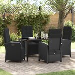 vidaXL Ensemble de salle à manger de jardin de 5 pièces avec coussins en poly rotin noir