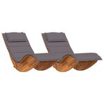 vidaXL Transat avec coussin 2 Pièces Marron Bois d'Acacia Massif