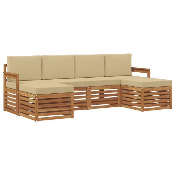 vidaXL Ensemble de canapés d'extérieur 6 pc Naturel et Beige