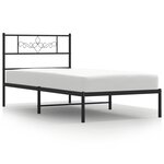vidaXL Cadre de lit métal sans matelas avec tête de lit noir 75x190 cm