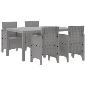 vidaXL Set de salle à manger jardin 5 pièces gris clair poly rotin