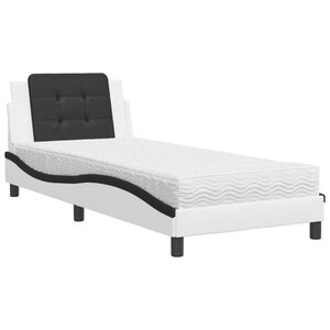 vidaXL Cadre de lit sans matelas Zadar blanc et noir 90x200 cm similicuir