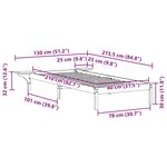 vidaXL Cadre de lit avec tables de chevet Brun cire 80 x 210 cm