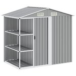 vidaXL Abri de jardin avec étagère Gris 205x130x183 cm Fer