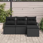 vidaXL Ensemble de canapé de jardin avec coussin 4 Pièces Noir