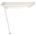 vidaXL Auvent manuel rétractable avec LED 600x300 cm Crème