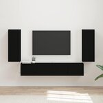 vidaXL Ensemble de meuble TV mural 4 Pièces Noir Bois d'ingénierie
