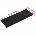 vidaXL Tapis d'escalier autocollants 15 pièces 65 x 21 x 4 cm Noir Bord rectangulaire