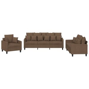 vidaXL Ensemble de canapés 3 Pièces avec coussins marron tissu